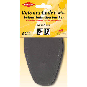 KLEIBER Velour-Leder Im.at Bügel-Patch 2x8,5x17,5cm/hgrau