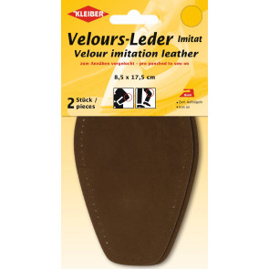 KLEIBER Velour-Leder Im.at Bügel-Patch 2x8,5x17,5cm/mbraun