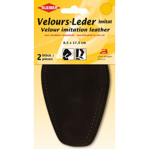 KLEIBER Velour-Leder Imitat Bügel-Patch /dklbraun