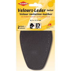 KLEIBER Velour-Leder Imitat Bügel-Patch /dklgrau