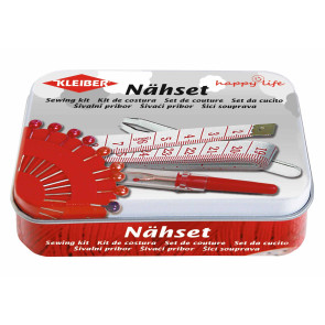 KLEIBER Nähset in Metalldose 11cmx7,5cmx3cm/rot
