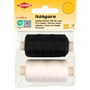 KLEIBER Nähgarn 500m/1xweiß,1xschwarz